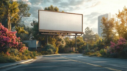 Billboard with a soft grey background promoting a luxury real estate project, Imagery with Art