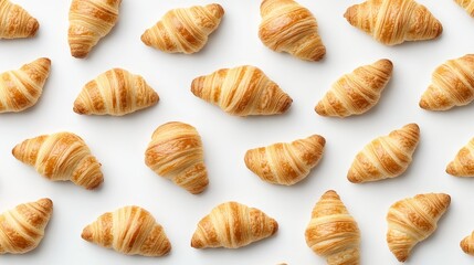 a pattern of Freshly baked croissants with golden crispy layers