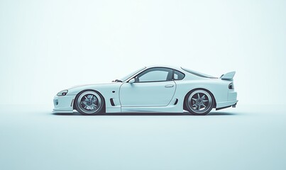 White Sports Car in a Minimalist Studio Setting