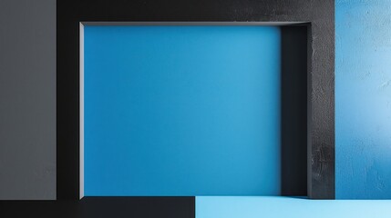 Blue Wall with Black Frame