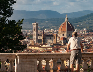 Italia, Toscana, città di Firenze. La cattedrale e il campanile di Giotto.