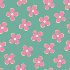 Retro pink flower power pattern