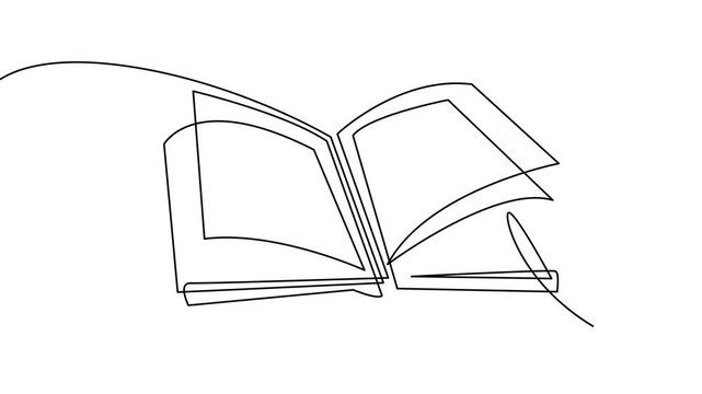 Continuous line art drawing of book illustration template
