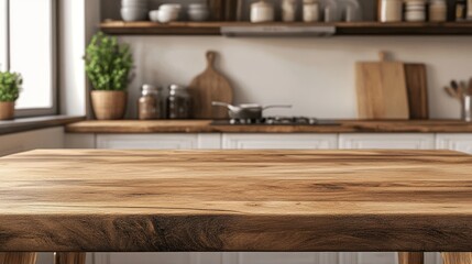 Wooden Kitchen Table in Modern Home Setting