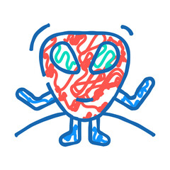 alien monster funny doodle icon sketch vector. alien monster funny sign. isolated symbol illustration