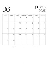 Black and White Simple Minimalist 2025 Year Planner,