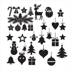 set of Christmas Ornament bell Silhouettes