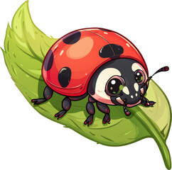 Cute ladybug on a leaf