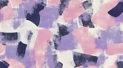Fototapeta premium A pattern of abstract shapes in shades of purple and pink, with gray accents on top, is designed to resemble brush strokes or splashes of watercolor.