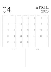 Black and White Simple Minimalist 2025 Year Planner,