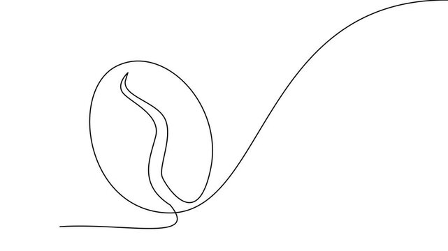 Linear coffee grain background. One continuous line drawing of a coffee bean template