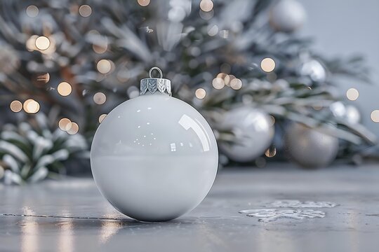 Elegant White Christmas Ornament banner design, text space