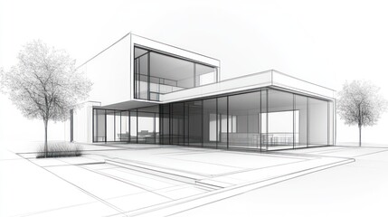 Modern House Architectural Sketch