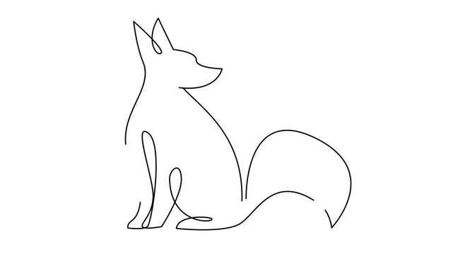 Fox in a continuous one line isolated white background