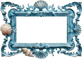 Blue ornate frame with shells © vuang