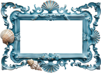 Blue ornate frame with shells