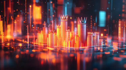 3D Soft Abstract Background with Glowing Decision-Making Symbols: Arrows & Checkmarks for Business Banners & Financial Advertisements