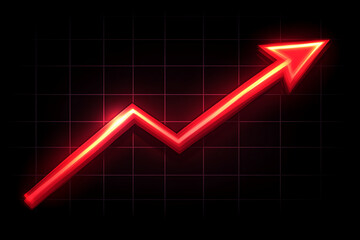 Red Neon Arrow Upward Growth Chart Business Success Indicator