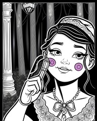 Beautiful girl in the style of the 19th century. Vector illustration.