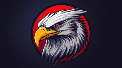 Obraz premium Bald Eagle Head with Red Circle Illustration