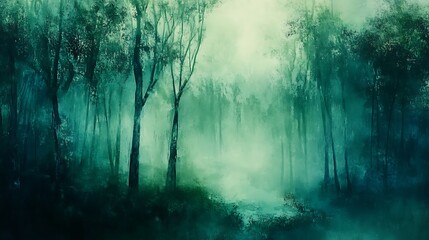 Obraz premium misty morning in the forest