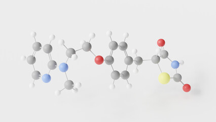 rosiglitazone molecule 3d, molecular structure, ball and stick model, structural chemical formula antidiabetic