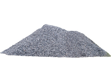 Piles of gravel limestone rock for construction site, isolated on transparent background, small...