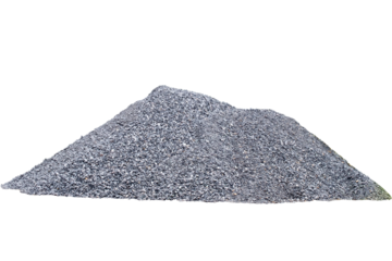 Piles of gravel limestone rock for construction site, isolated on transparent background, small size of rock, PNG File