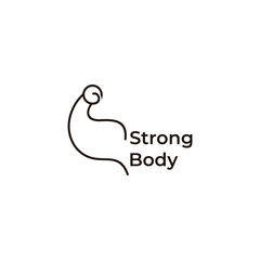 cute strong arm body building doodle logo vector