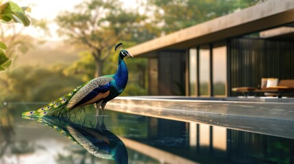 Obraz premium Peacock by the Pool