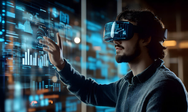 Futuristic Business Collaboration: AI-Driven Strategies, Augmented Reality Insights, Virtual Reality Simulations, and Holographic Financial Data for Smart Office Innovation