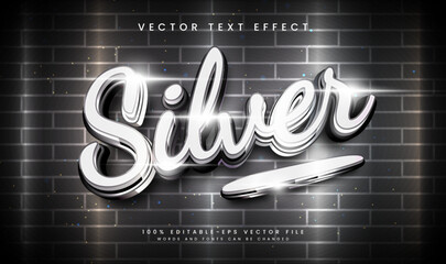Luxury silver editable vector text effect, with modern dark concept