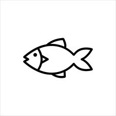 Fish icon. Vector outline fish icon. Fish illustration. Fishing symbols. Isolated on white background.