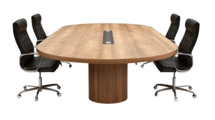 A comfortable black office chair and table set in an empty room, designed for a modern workspace