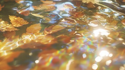 Tranquil Autumn Scene: Small Stream Reflecting Vibrant Fall Foliage