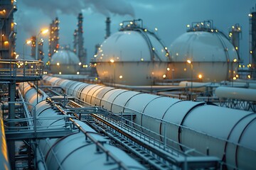 A large industrial plant with many pipes and tanks