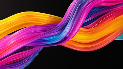 Fototapeta premium Colorful flowing lines in vibrant hues on a black background