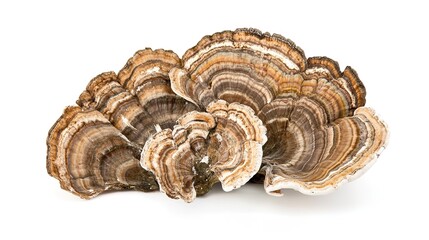 organic turkey tail mushroom in white background 