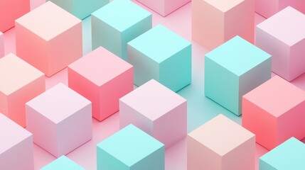 Obraz premium Colorful pastel cubes arranged randomly on a surface.