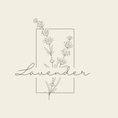 Lavender flower vector logo. Floral design label