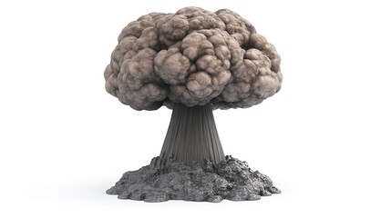 massive nuclear explosion with ominous mushroom cloud isolated on white background 3d illustration 