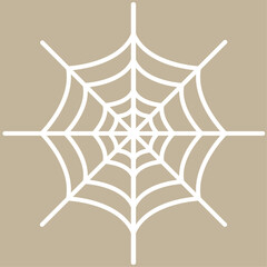 White Spider Web Icon Illustration on a Gray Background: A Simple and Striking Visual Representation Perfect for Halloween-Themed Designs, Emphasizing the Spooky and Festive Atmosphere of the Holiday