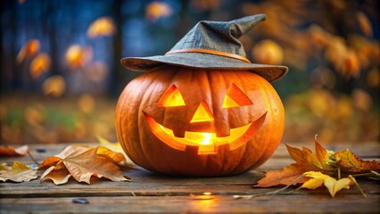 Fototapeta premium halloween pumpkin on a tree