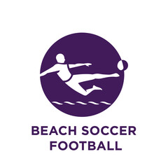 Beach Soccer vector sport icon. Isolated Football player shoot the ball.