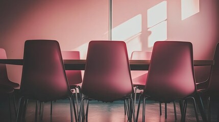 Modern Office Meeting Room with Large Glass Window 