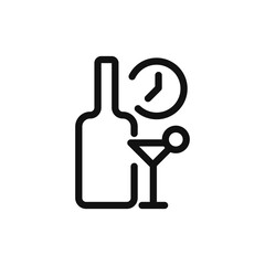 Exclusive Bar Access Icon – Time-Limited Entry Sign. Isolated Drink & Dine Bar Time Icon – Access Control Sign