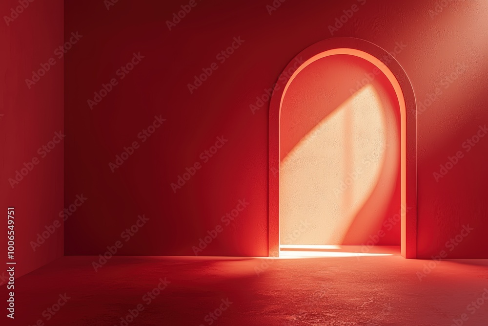 Sticker Red room with arched doorway