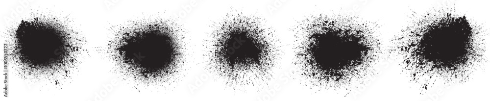 Leinwandbilder collection of ink splashes for explosion effect .set of black spray paint effect. place stains and s