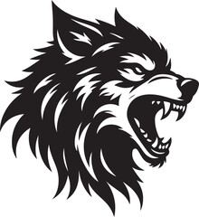 Wolf angry silhouette vector art illustration.