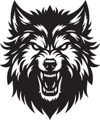 Wolf angry silhouette vector art illustration.